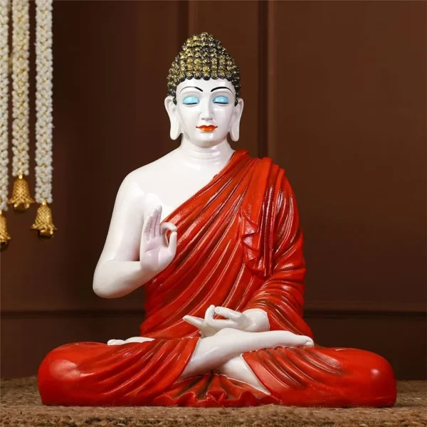 21 Inch White Red Buddha Samadhi